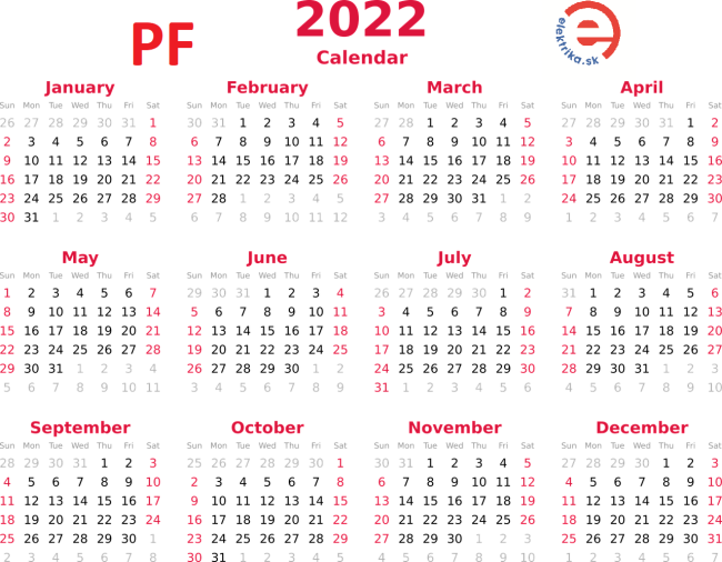 kalendár 2022 elektrika sk
